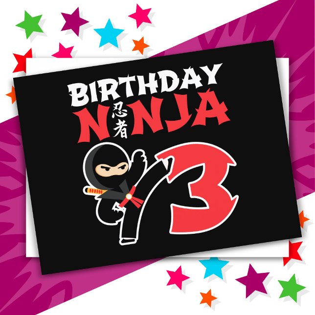 Postal Fiesta de Ninja de Karate de 3 Años Cumpleaños de  (Subido por el creador)
