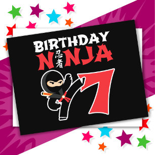 Postal Fiesta de Ninja de Karate de 7 Años Cumpleaños Niñ