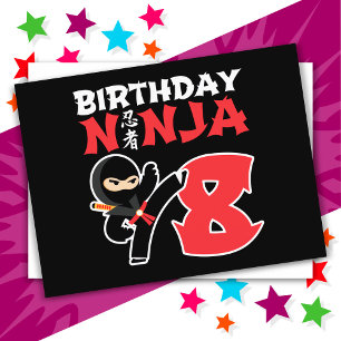 Postal Fiesta de Ninja de Karate de 8 Años Cumpleaños Niñ