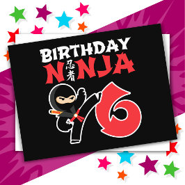 Postal Fiesta de Ninja Karate de 6 Años Cumpleaños Niños