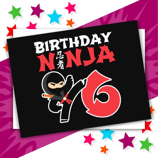 Postal Fiesta de Ninja Karate de 6 Años Cumpleaños Niños (Subido por el creador)