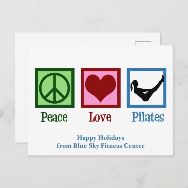 Postal Fiesta de Personalizado de Peace Love Pilates (Anverso / Reverso)