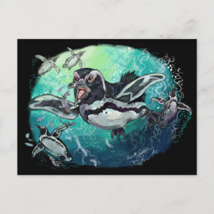 Postal Fiesta de Pescado Pingüino Africano