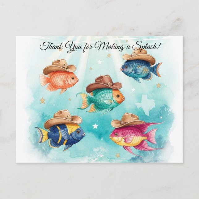 Postal Fiesta de Pescado Texas tema GRACIAS (Anverso)