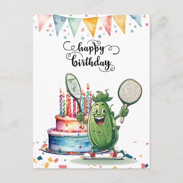 Postal Fiesta de Pickleball Cumpleaños (Anverso)