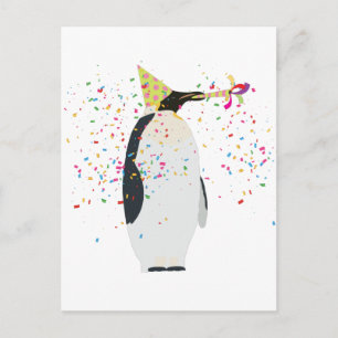 Postal Fiesta de Pingüinos - Animales Divirtiéndose en un