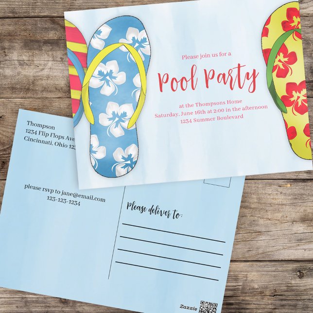 Postal Fiesta de piscina de verano Personalizado lindo (Subido por el creador)