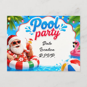 Postal Fiesta de Piscina Navidad en Julio con Santa Claus