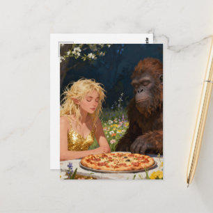 Postal Fiesta de Pizza de Saquatch y Hada