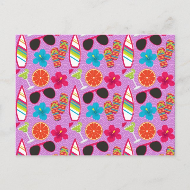 Postal Fiesta de playa Flip Flops Gafas de sol bola de pl (Anverso)