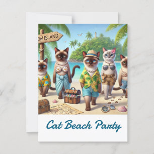 Postal Fiesta de playa para gatos amantes de la temática 