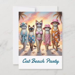 Postal Fiesta de playa para gatos amantes de la temática 