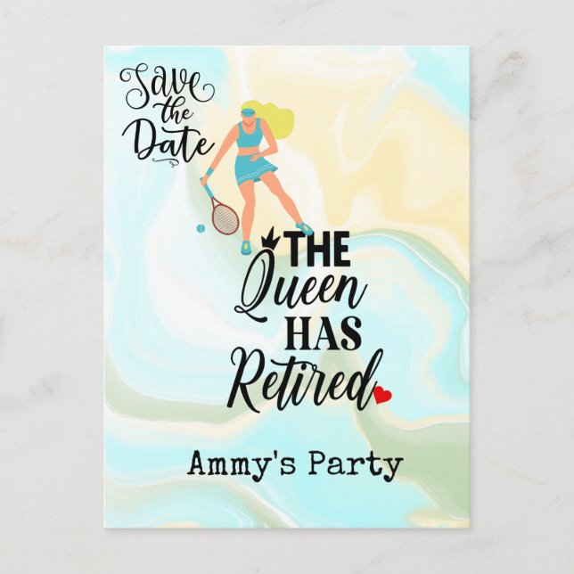 Postal Fiesta de retiro de tenis Guardar fecha (Anverso)