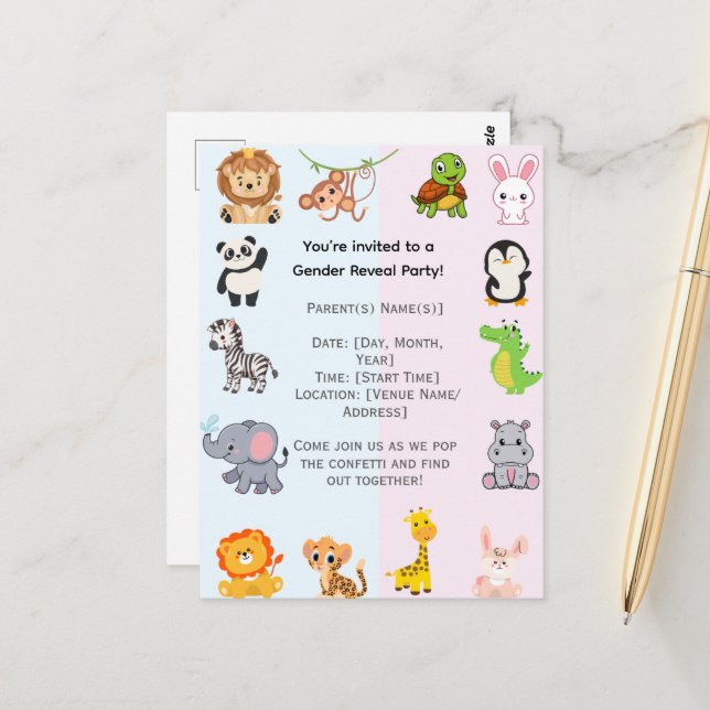 Postal Fiesta de Revelación de Género (Anverso/Reverso In Situ)