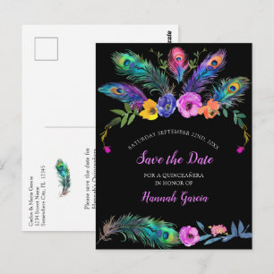 Postal Fiesta de salvamento de la Quinceañera negra de la