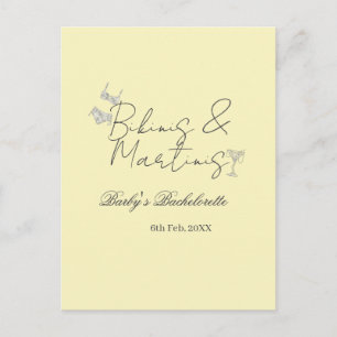 Postal Fiesta de soltera Bikins & Martinis amarillo retro