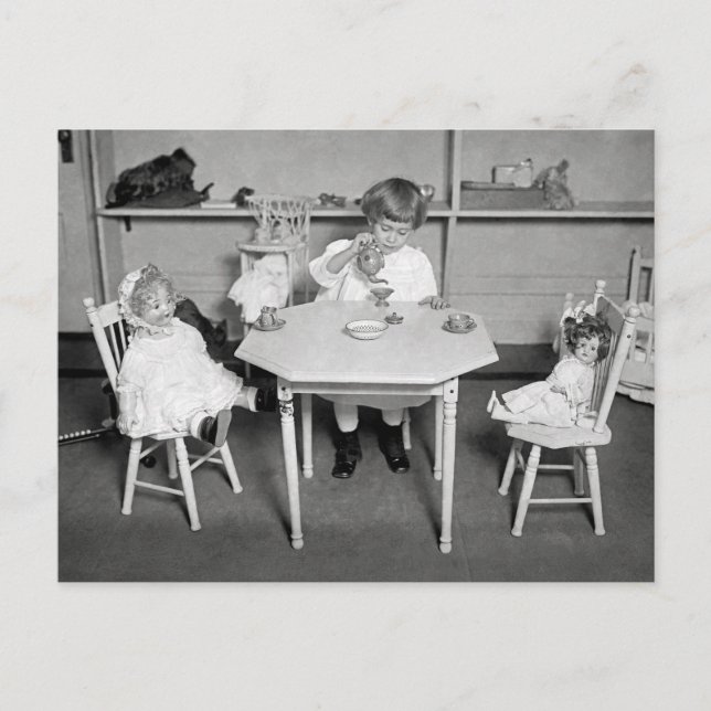 Postal Fiesta de té con muñecas, 1923 (Anverso)