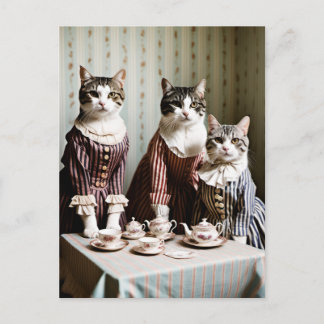 Postal Fiesta de té de gato