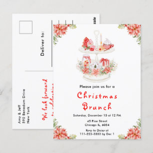 Postal Fiesta de Té de Navidad Roja