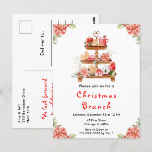 Postal Fiesta de Té de Navidad Roja