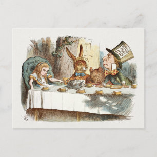 Postal Fiesta de Té - Ilustración de Alicia en el País de