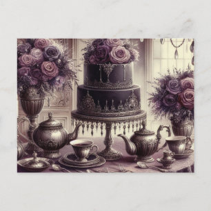 Postal Fiesta de té oscura y elegante