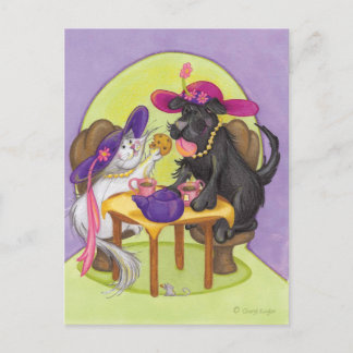 Postal Fiesta de té para perros y gatos