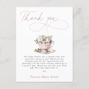 Postal Fiesta de té rosado Chica Baby Shower Gracias