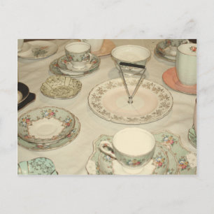 Postal Fiesta de té vintage, té de china ambientado chic