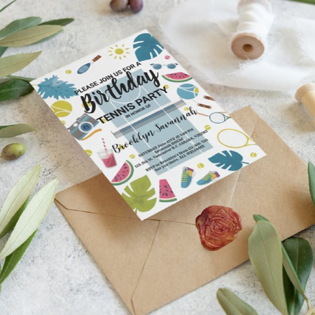 Postal Fiesta de tenis de cumpleaños de Summer Splash (Subido por el creador)