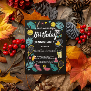 Postal Fiesta de tenis de cumpleaños de Summer Splash