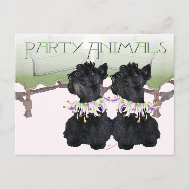 Postal Fiesta de Terriers Escoceses Animal (Anverso)