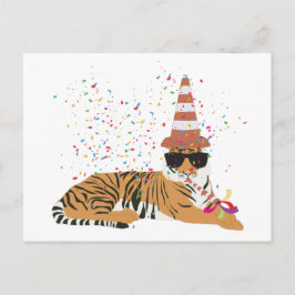 Postal Fiesta de Tigre - Animales en una Fiesta