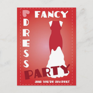 Postal Fiesta de vestido de fantasía y te invitan a tarje