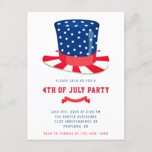 Postal Fiesta del 4 de Julio BBQ Patriótico Rojo Blanco A