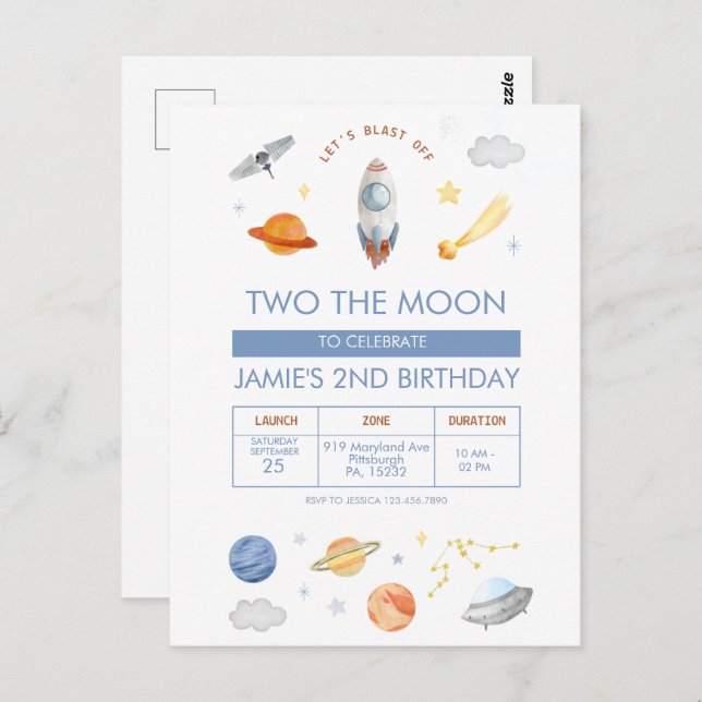 Postal Fiesta del astronauta en el espacio exterior Cumpl (Anverso / Reverso)