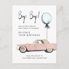 Postal Fiesta Del Desfile De Coches Retro Conduce Por Roc