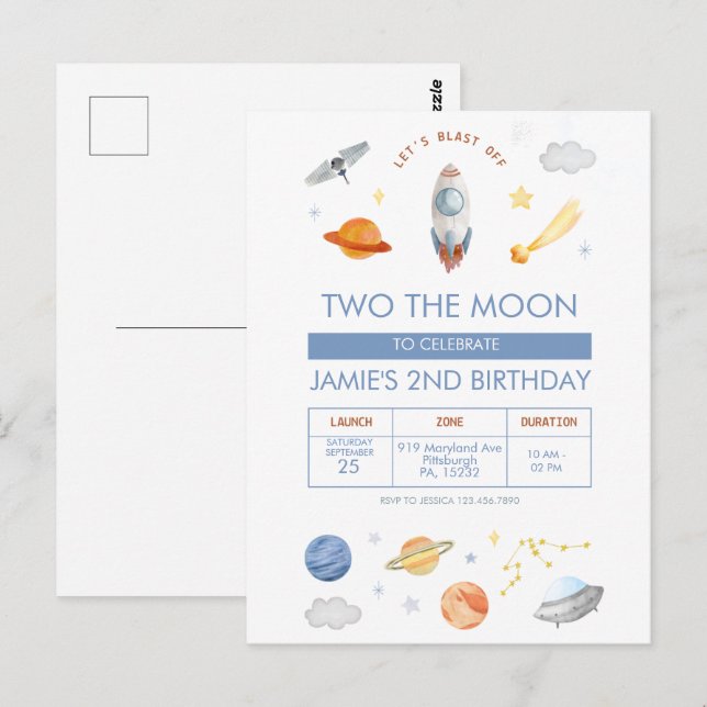 Postal Fiesta del Espacio Astronauta Cumpleaños 2 (Anverso / Reverso)