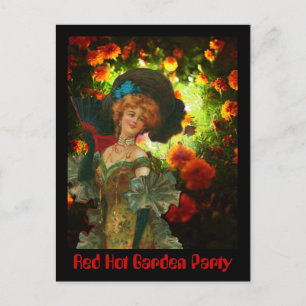Postal Fiesta del Jardín Caliente Rojo