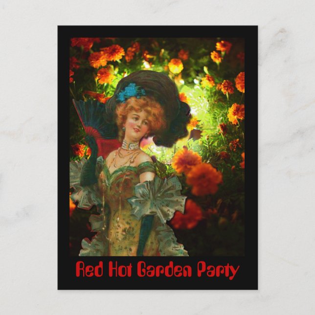 Postal Fiesta del Jardín Caliente Rojo (Anverso)
