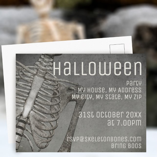 Postal Fiesta del Skeleton de Halloween Birthday Spooky (Spooky!)