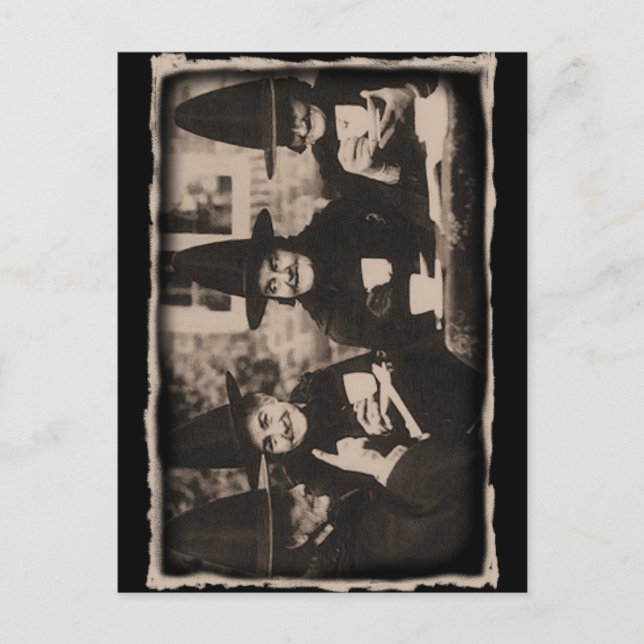 Postal Fiesta del té de brujas – antiguo blanco y negro (Anverso)