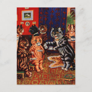 Postal Fiesta del té gatos por Louis Wain Card