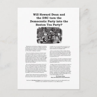 Postal Fiesta democrático o Fiesta del té de Boston