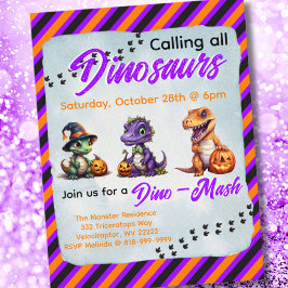 Postal Fiesta Dino-Mash de los dinosaurios de Halloween