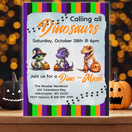 Postal Fiesta Dino-Mash de los dinosaurios de Halloween