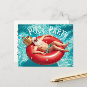 Postal Fiesta en la Piscina con Papá Noel para Navidad