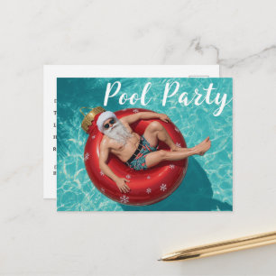Postal Fiesta en la Piscina con Papá Noel para Navidad