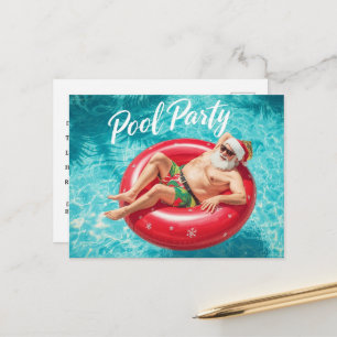 Postal Fiesta en la Piscina con Papá Noel para Navidad