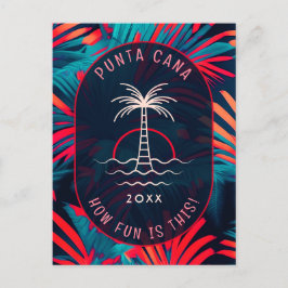 Postal fiesta en la playa de Punta Cana hojas de palmera 